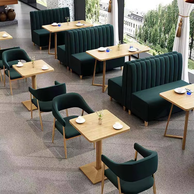 Green Velvet Booth with Dining Tables, third view