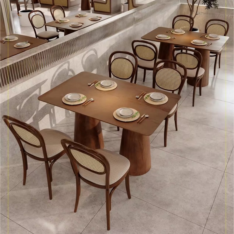 Timber Table with Fabric Armchairs, second view