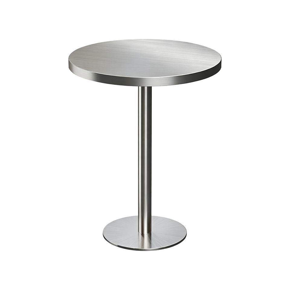 Round Brushed Stainless Steel Restaurant Table