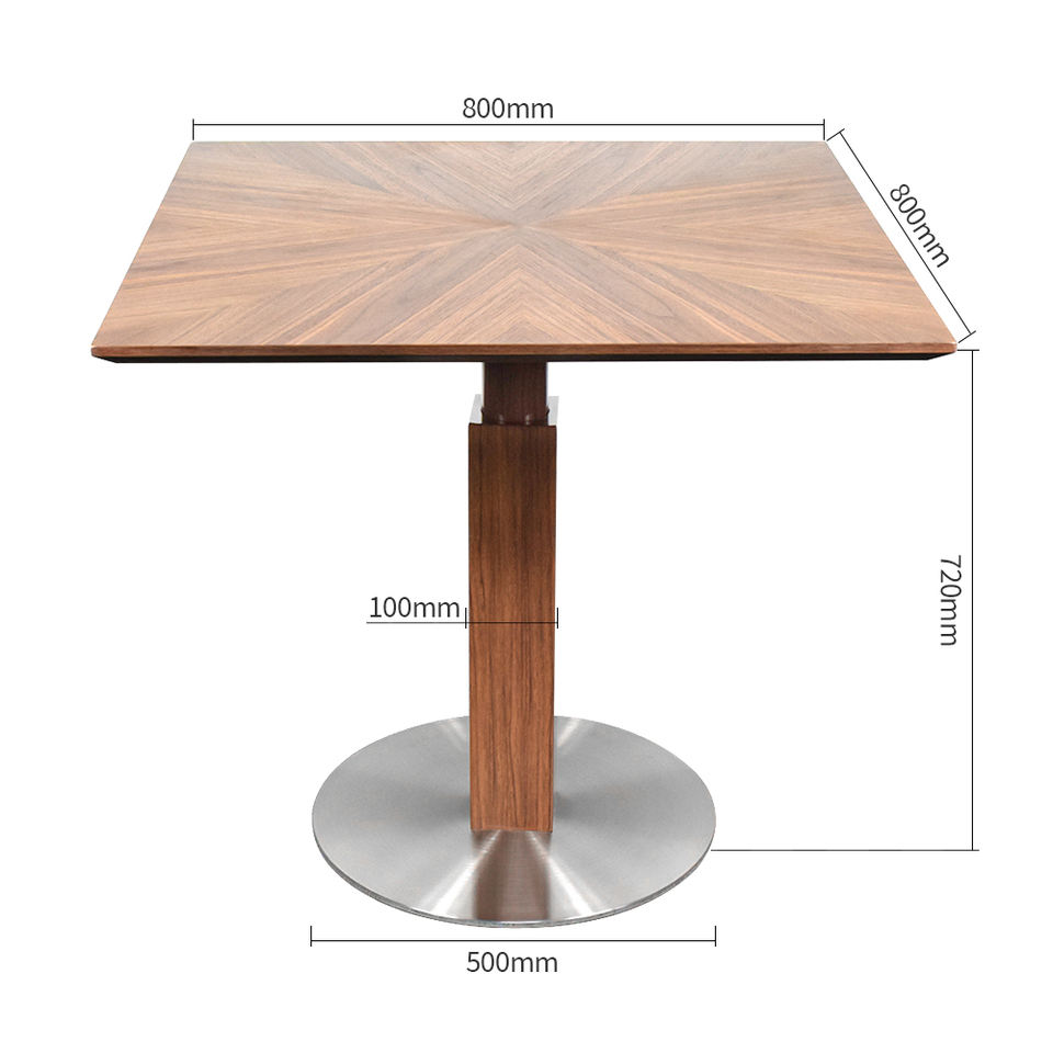 Dimensioned drawing: 800 mm top, 720 mm high, 500 mm base