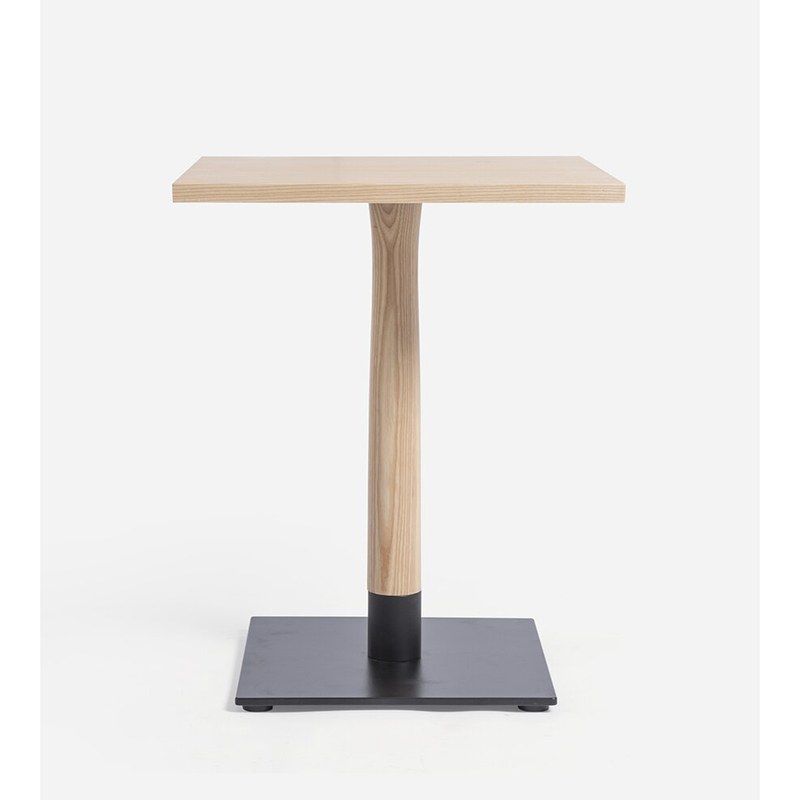 Square Ash Restaurant Table with Sculpted Pedestal