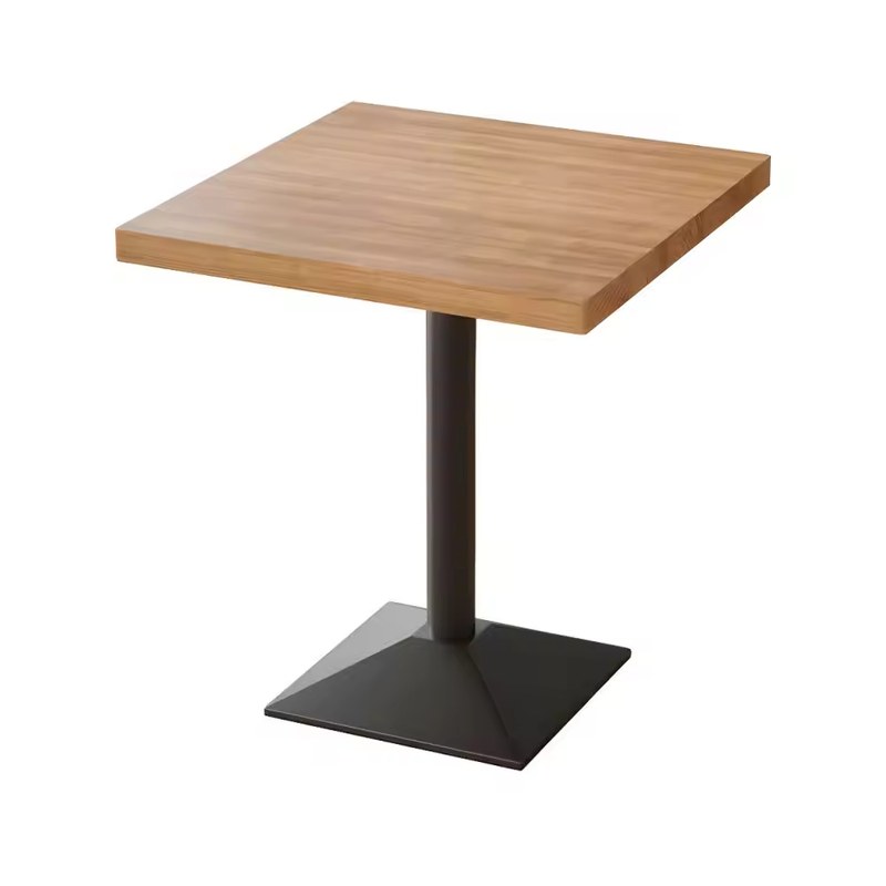 Square Walnut-Top Restaurant Table with Pyramid Pedestal Base
