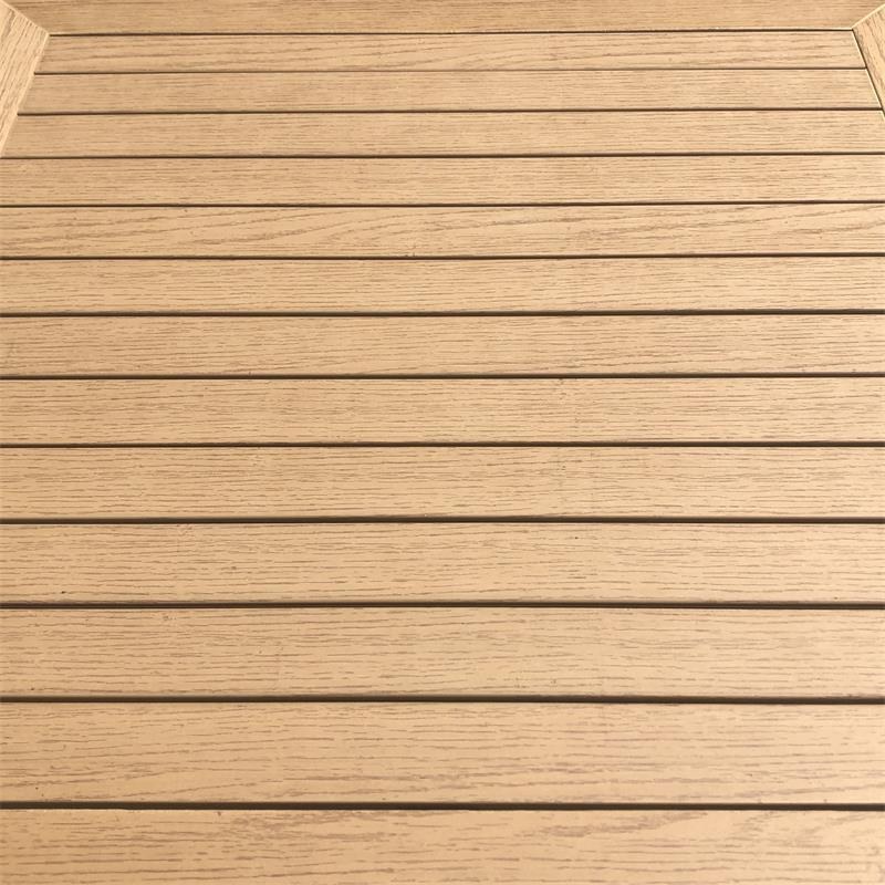 Flat overhead view of the slat field and the open joints between the boards