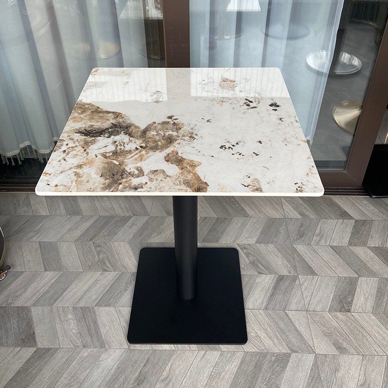 Pandora Slab Restaurant Table with Steel Pedestal