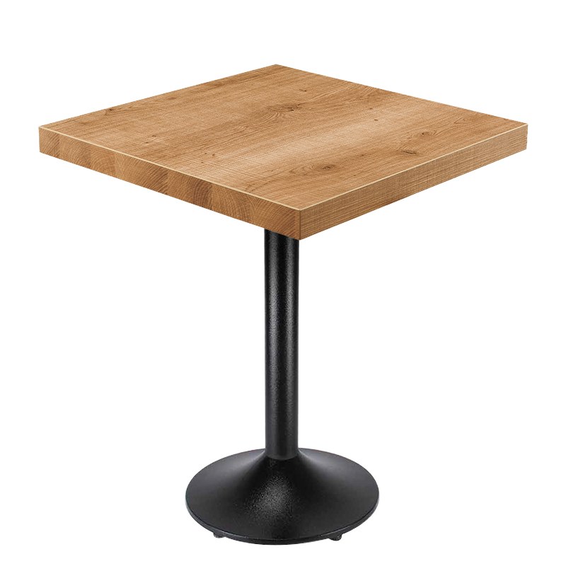 Oak-Grain Restaurant Table with Pedestal Base